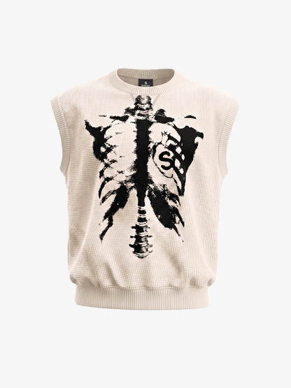 Skeleton Graphic Sleeveless Top and Pants Set - 2628 