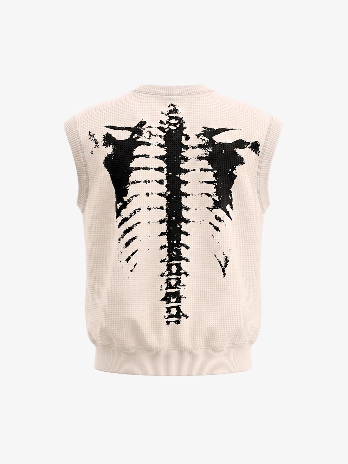Skeleton Graphic Sleeveless Top and Pants Set - 2628 