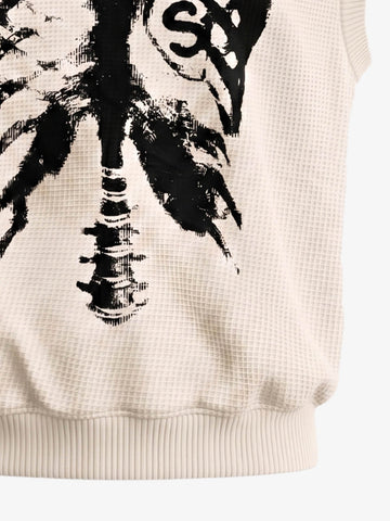 Skeleton Graphic Sleeveless Top and Pants Set - 2628 