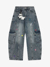 Vintage Embroidered Workwear Doll-Decorated Scimitar Jeans 