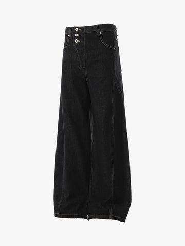 Reverse-Stitched Multi-Button Jeans 