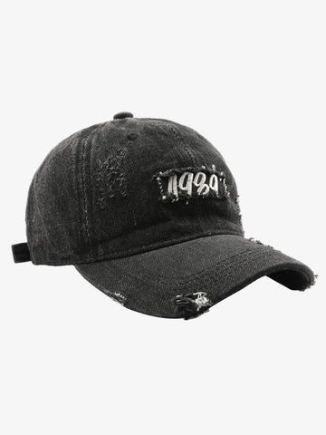 1989 Embroidery Distressed Denim Baseball Cap 