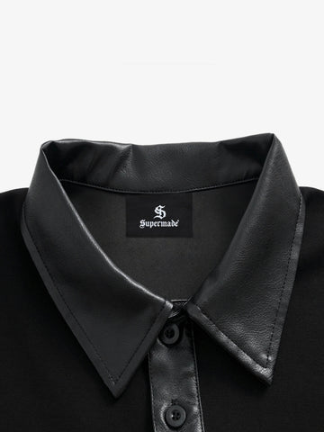 Motorcycle Style Lapel Polo Long Sleeve T-Shirt 