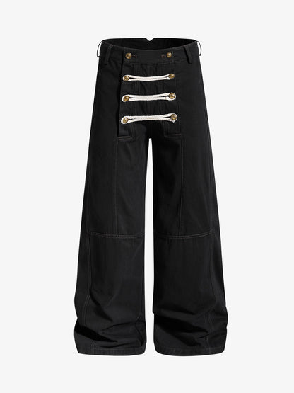 Military Button Baggy Cargo Pants – Napoleon Style Utility Streetwear