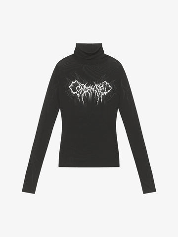 Dark Style Printed Slim Mesh Long Sleeves T-Shirt 