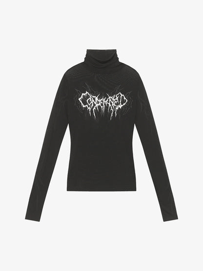 Dark Style Printed Slim Mesh Long Sleeves T-Shirt 