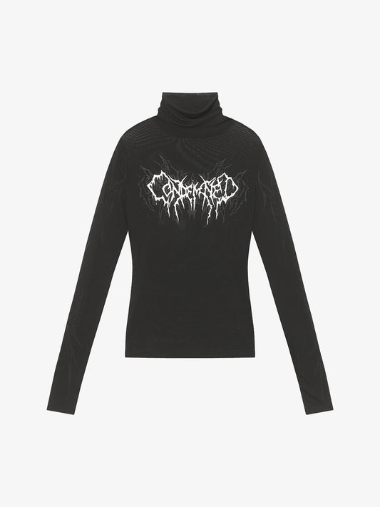 Dark Style Printed Slim Mesh Long Sleeves T-Shirt 
