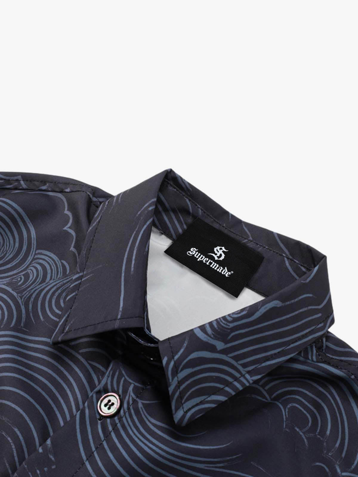 Japanese Wave Dragon Skeleton Camp Collar Boxy Shirt 