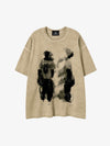 Acid-Wash-Figurengrafik-Oversize-T-Shirt
