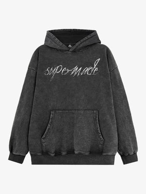 Metallic Script Letter Cross Graphic Hoodie 