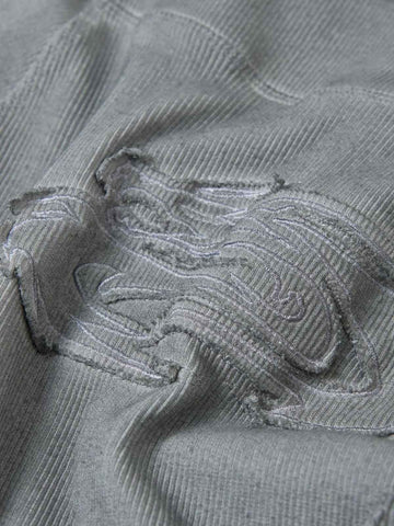Vintage Washed Sculpted Seam Ribbed Long Sleeve T-Shirt - 2624 