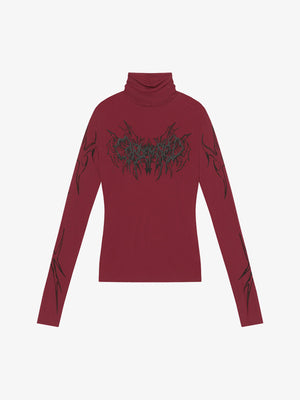 Dark Style Printed Slim Mesh Long Sleeves T-Shirt 