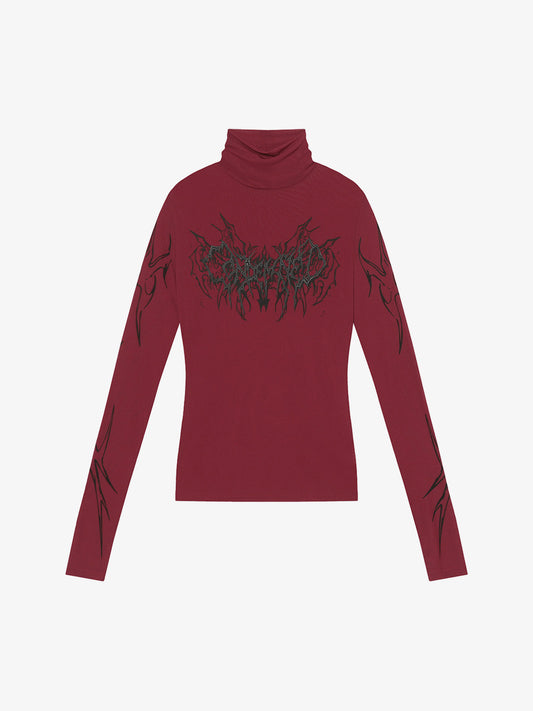 Dark Style Printed Slim Mesh Long Sleeves T-Shirt 