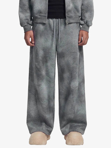 Vintage Washed Tie-Dye Zip Up Hoodie & Barrel Sweatpants Tracksuit 