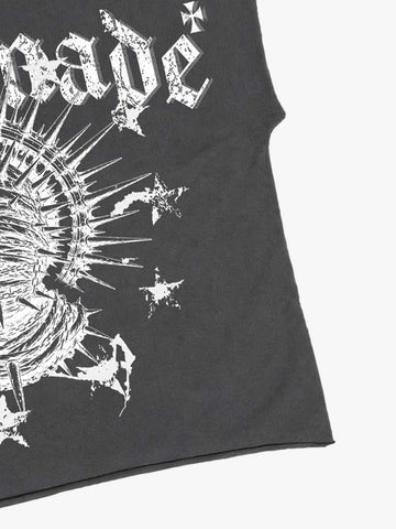 Black Graphic Crop Tee