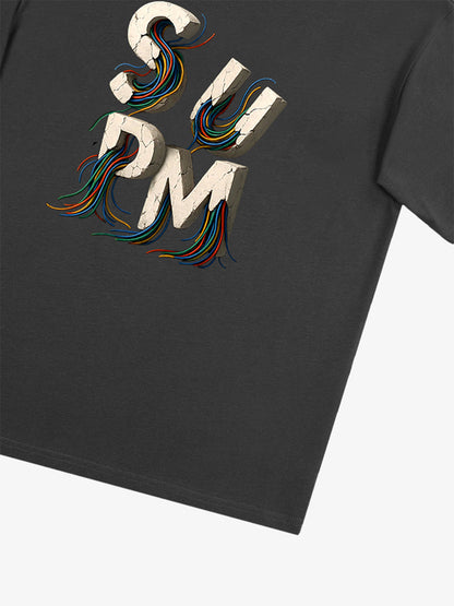 SPMD Letter Cable Graphic T-Shirt 
