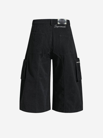 Y2K Schnür-Cargoshorts mit gerafftem, weitem Bein