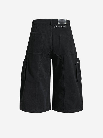 Y2K Schnür-Cargoshorts mit gerafftem, weitem Bein
