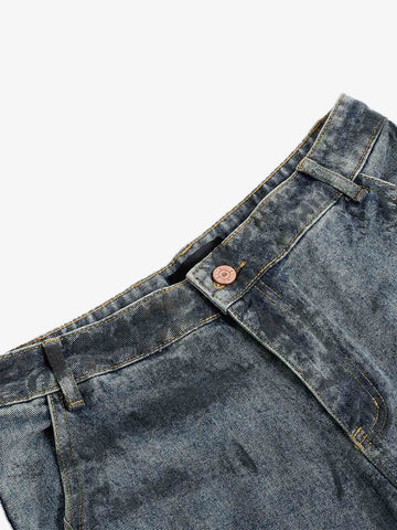 Grunge-Waschung Cargo-Denim-Shorts