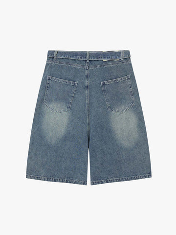 Jeansshorts mit Spinnennetzstickerei
