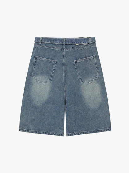 Jeansshorts mit Spinnennetzstickerei