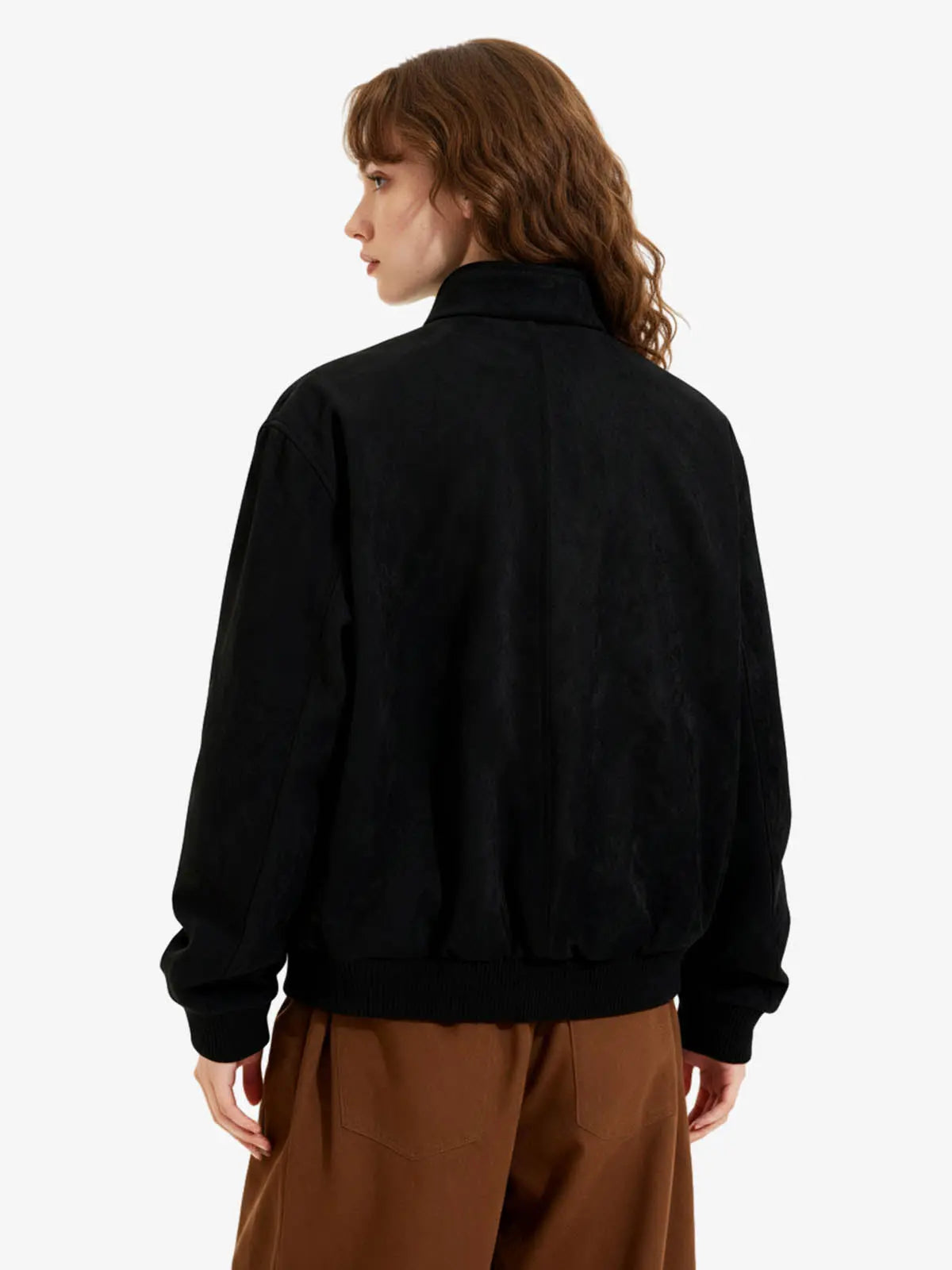 Vintage Stand Collar Metal Button-Structured Bomber Jacket 