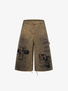 Jeansshorts mit schmutzigem Schlammwaschmuster