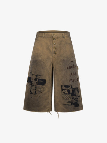 Jeansshorts mit schmutzigem Schlammwaschmuster