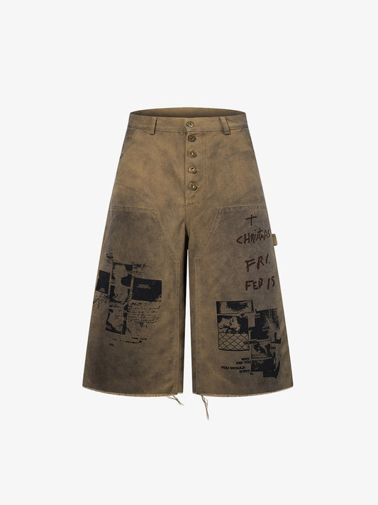 Jeansshorts mit schmutzigem Schlammwaschmuster