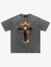 Washed Gothic Cross Graphic T-Shirt 