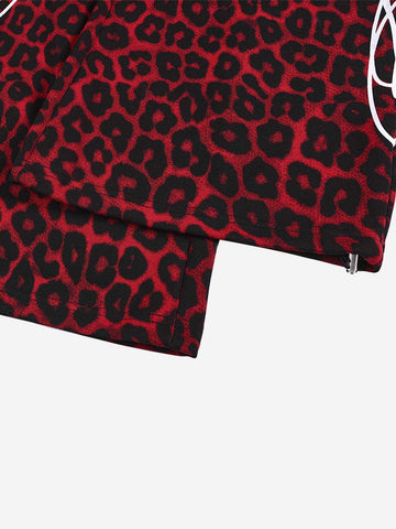 Contrast Leopard Patchwork Casual Pants
