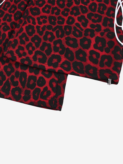 Contrast Leopard Patchwork Casual Pants