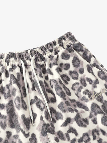 Leopard Print Pleated Drawstring Pants 