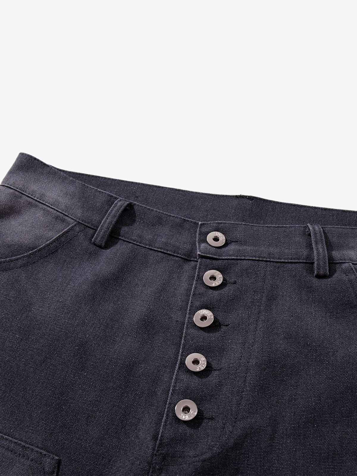 Jeansshorts mit mehreren Knöpfen und Used-Look
