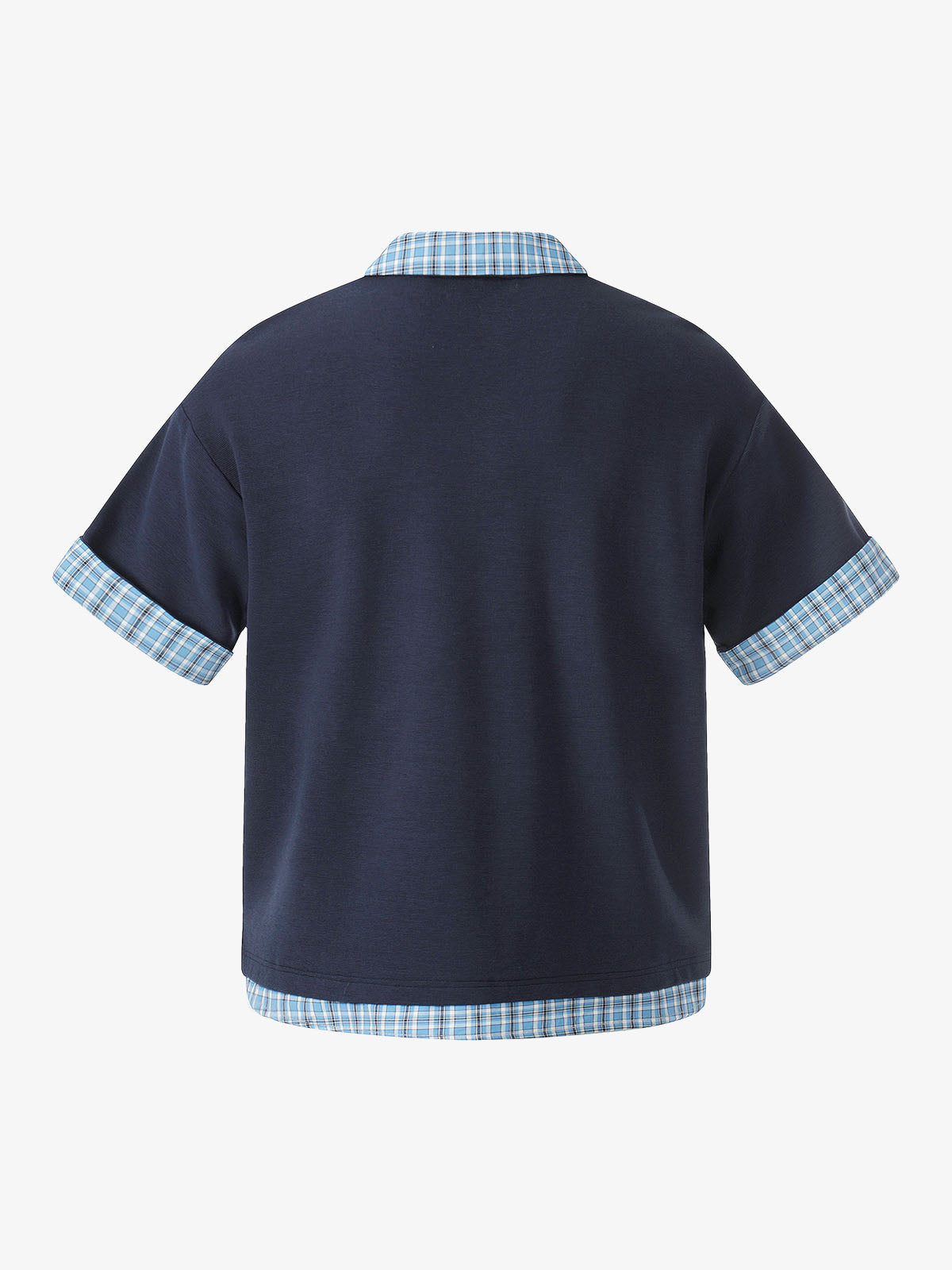 Pique Cotton Polo Shirt with Plaid Contrast Collar & Cuffs – Classic Fit