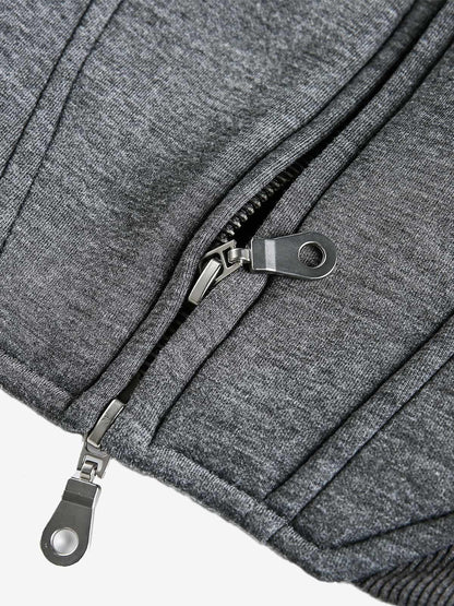 Panel Cut Stand Collar Zip Up Jacket 