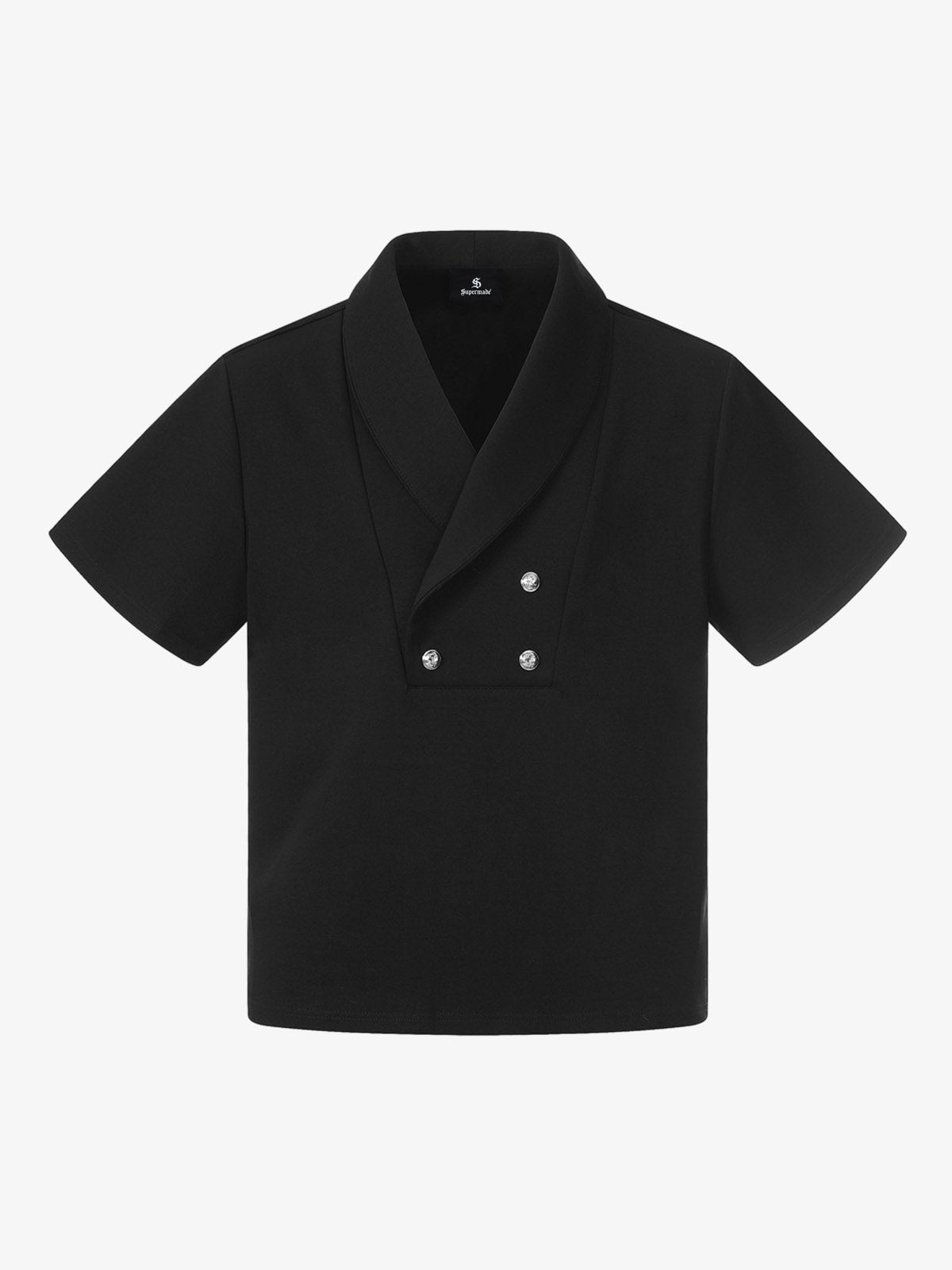 T-Shirt mit Schalkragen und Knopfleiste