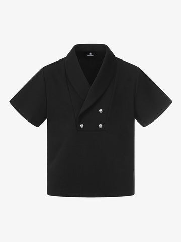 T-Shirt mit Schalkragen und Knopfleiste
