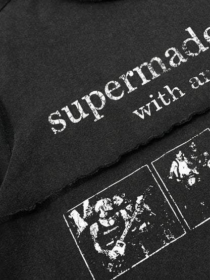 Washed Graphic Deconstructed Punk T-Shirt 