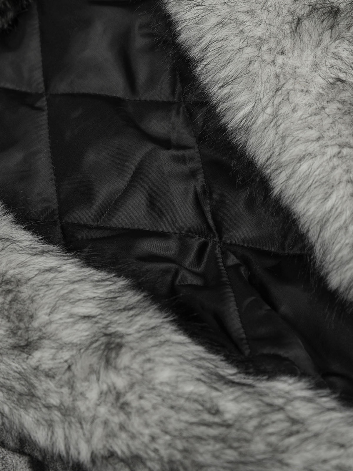 Faux Suede Vintage Wash Fur Hood Padded Jacket - 2553 