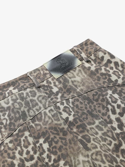 Vintage Leopard Print Cargo Barrel Pants 