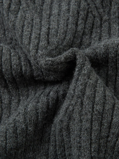 Knitted Distressed Diamond Pattern Raw Edge Sweater 