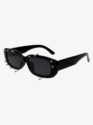 Retro Punk Studded Small Square Frame Sunglasses 