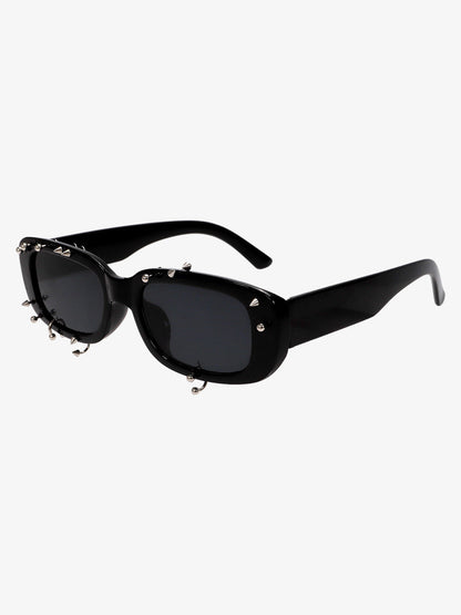 Retro Punk Studded Small Square Frame Sunglasses 