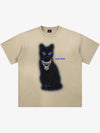 Splatter Design Chain Black Cat Graphic T-Shirt 