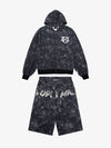 Original Oversized Denim Hoodie And Shorts Set - 2583 