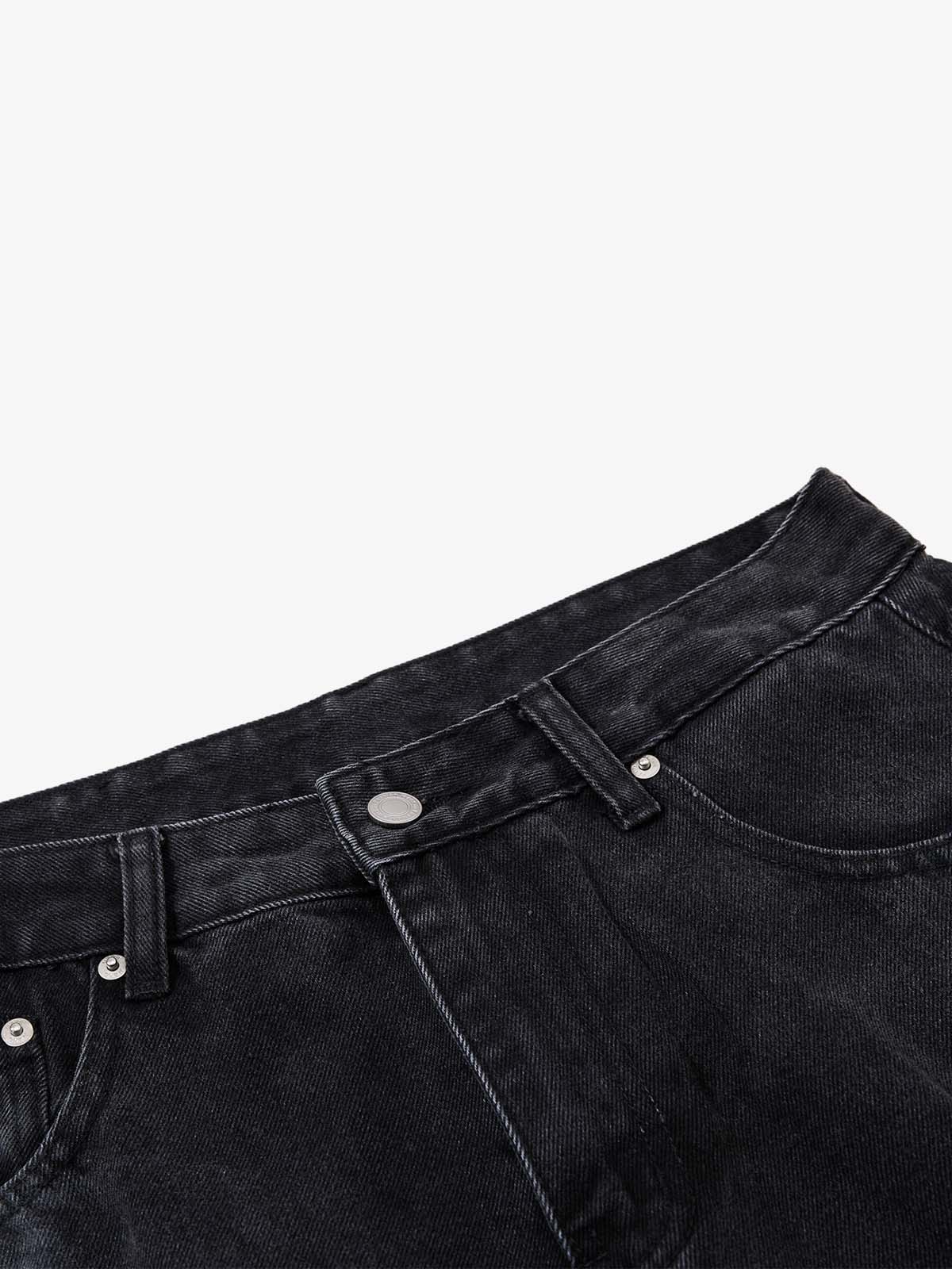 Black High-Waisted Straight Leg Jeans – Silver Rivet Five-Pocket Denim