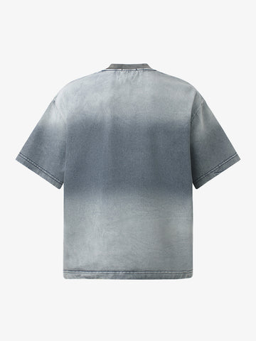 Ombre Washed Denim T-Shirt – Oversized Cotton Short Sleeve Tee