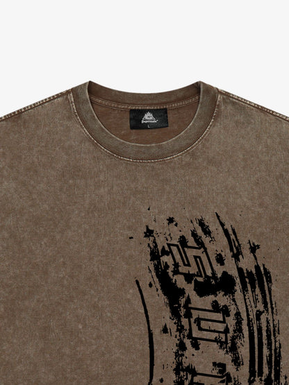 Tire Print Lettering T-Shirt 