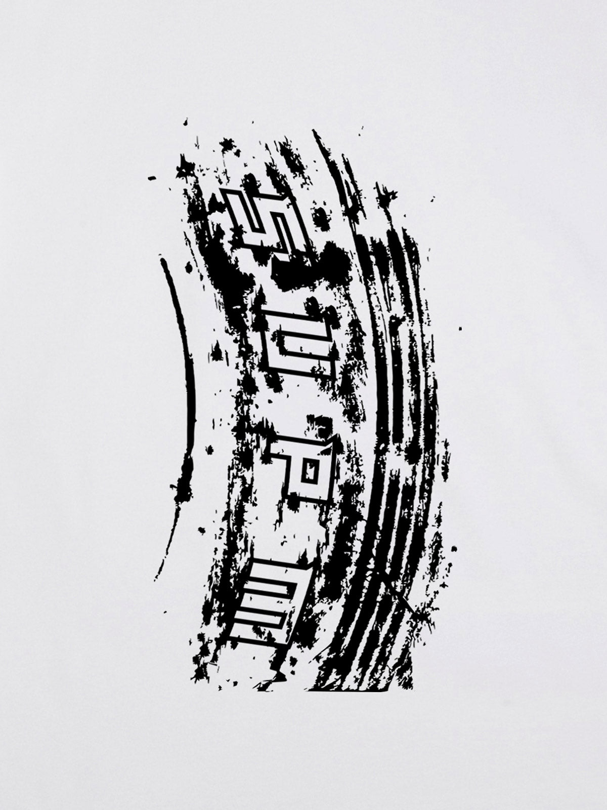 Tire Print Lettering T-Shirt 